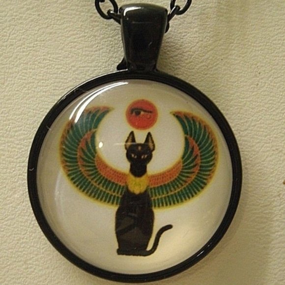 Egyptian Goddess Bast Cat Pendant Necklace - Picture 3 of 7